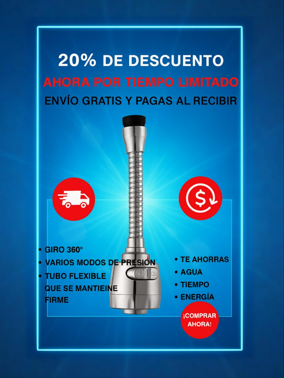 Grifo Canilla Flexible Adaptable 360°